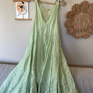 Free People Green Dress with Handkerchief Hem